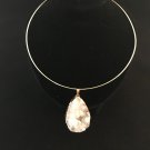 White Stone/Crystal Pendant wrapped in Gold Foil on 15.5" Neck Ring