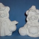 TWO GHOST BEARS Ready-to-Paint Ceramic Bisque