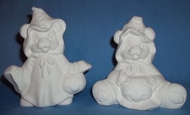 TWO GHOST BEARS Ready-to-Paint Ceramic Bisque
