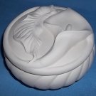 CALLA LILLY ROUND BOX   4-1/2" L x 2-1/2" H  Ready-to-Paint Ceramic Bisque