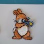 MUSICAL BUNNY RABBIT Iron On Embroidered Patch Applique 1-3/8 in. x 2-1/8 in. ~ Ceramic Treasures