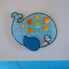 BLUE WHALE DOTS IRIDESCENT FABRIC Iron On Embroidered Patch Applique 2-1/4 in. ~ Ceramic Treasures