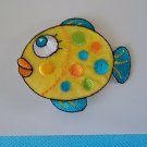 CUTE FISH & DOTS IRIDESCENT Iron On Embroidered Patch Applique 2-3/8 in. x 2 in. ~ Ceramic Treasures