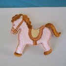 LIGHT PINK & GOLD PLUSH PONY HORSE Iron On Embroidered Patch Applique 2-1/2 in ~ Ceramic Treasures