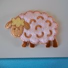 LIGHT PINK & GOLD PLUSH LAMB Iron On Embroidered Patch Applique 2-1/2 in. ~ Ceramic Treasures
