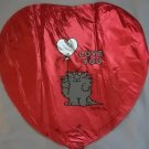 18" LOVE YOU KITTY FOIL MYLAR BALLOON FREE SHIPPING
