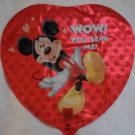 18" MICKEY MOUSE WOW LOVE HEART FOIL MYLAR BALLOON FREE SHIPPING