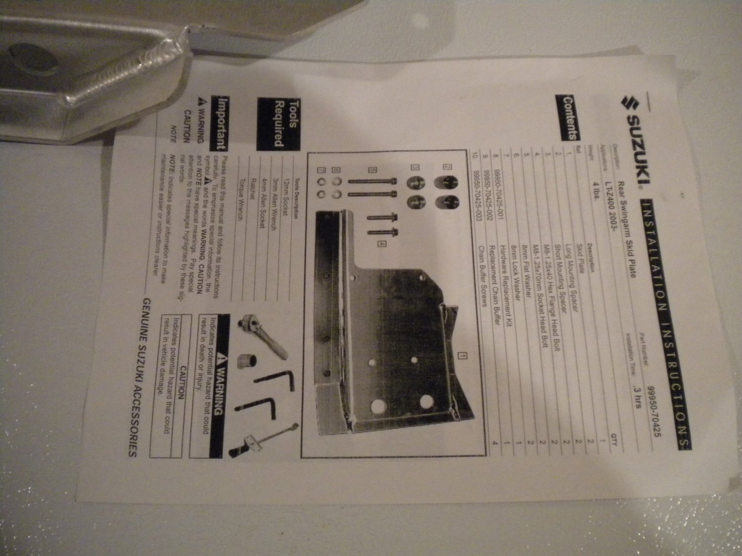 SUZUKI LTZ400 Quadsport OEM ACCESSORY SWINGARM SKID PLATE 99950-70425