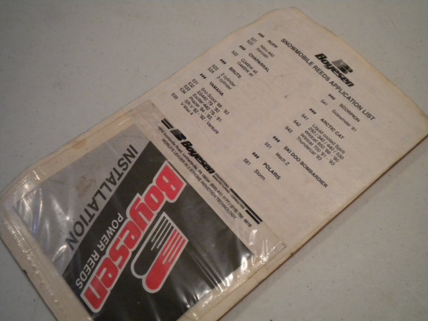 Boyesen Power Reeds 561 Polaris Storm Snowmobile sled Snow mobile