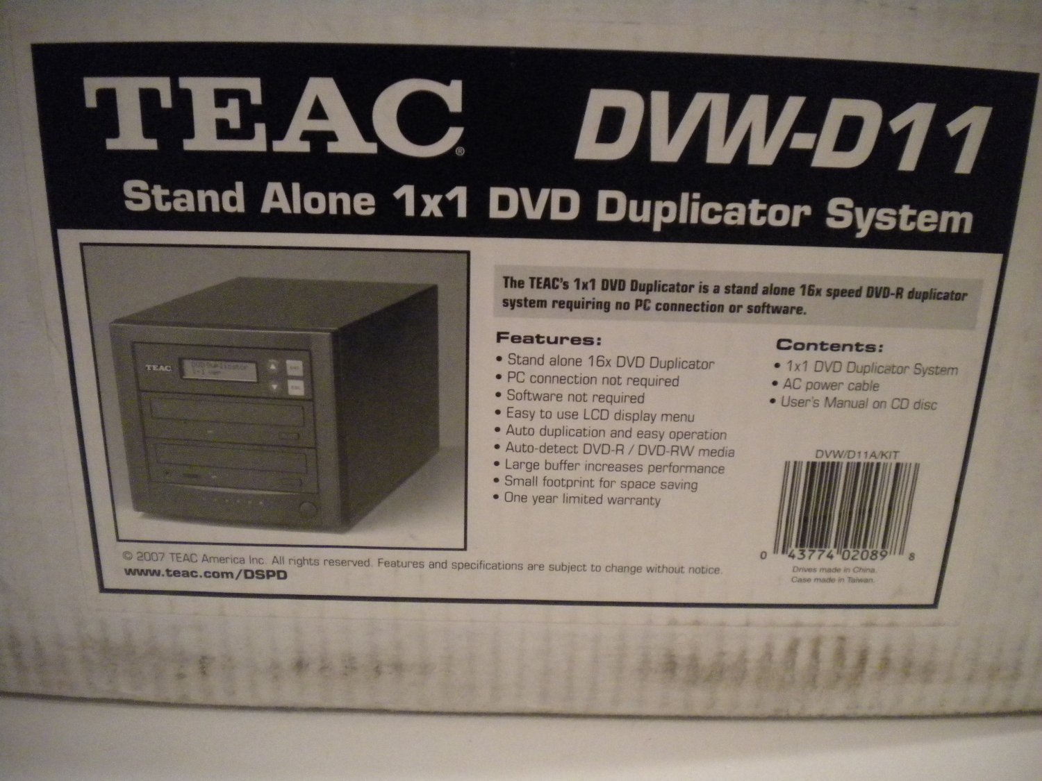 Teac DVW/D11A/KIT 1x1 Stand Alone 16x CD/DVD Duplicator DVDROM DVD