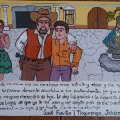 Exvoto ex-voto retablo with father is very strict with his daughter's boyfriends