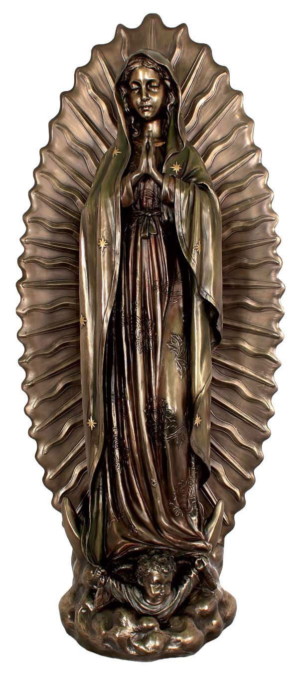 Our Lady Of Guadalupe Statue, Lightly Hand-Painted, Cold Cast Bronze