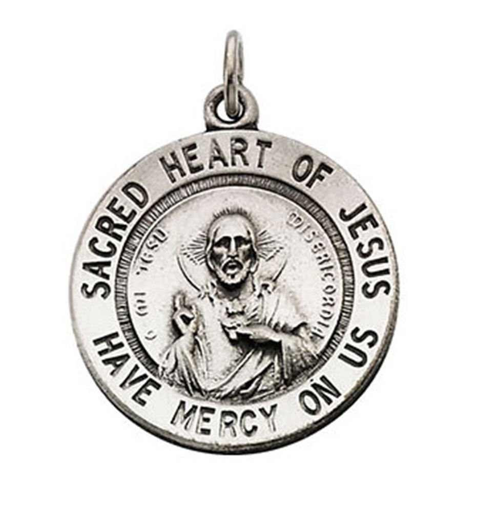 Sterling Silver 22mm Sacred Heart Of Jesus 24