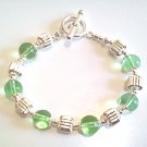 Green and Silver Bead Bracelet, Womens Colorful Statement Bracelet Handmade