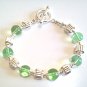 Green and Silver Bead Bracelet, Womens Colorful Statement Bracelet Handmade