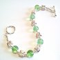 Green and Silver Bead Bracelet, Womens Colorful Statement Bracelet Handmade