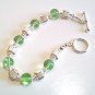 Green and Silver Bead Bracelet, Womens Colorful Statement Bracelet Handmade