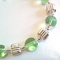 Green and Silver Bead Bracelet, Womens Colorful Statement Bracelet Handmade