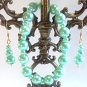 Mint Green Bracelet and Earrings Set, Glass Pearl Bracelet and Dangle Earrings
