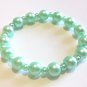Mint Green Bracelet and Earrings Set, Glass Pearl Bracelet and Dangle Earrings