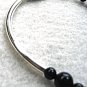 Black Bracelet, Black Stone Jewelry, Silver Tubes Bracelet, Modern Minimalist