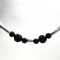 Black Bracelet, Black Stone Jewelry, Silver Tubes Bracelet, Modern Minimalist