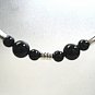 Black Bracelet, Black Stone Jewelry, Silver Tubes Bracelet, Modern Minimalist