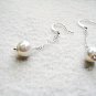 Pearl Earrings, White Glass Pearl Wedding Earrings, Chain Dangle Drop Earrings