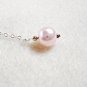 Pink Dangle Earrings, Glass Pearl Beaded Jewelry, Sterling Silver Chain Earrings