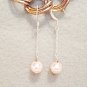 Pink Dangle Earrings, Glass Pearl Beaded Jewelry, Sterling Silver Chain Earrings
