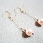 Pink Dangle Earrings, Glass Pearl Beaded Jewelry, Sterling Silver Chain Earrings