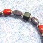 Handmade Bead Bracelet, Colorful Stretch Bracelet, Red Blue Black Bead Jewelry