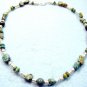 Natural Turquoise Necklace, Silver Beaded Necklace, Gemstone Bead Jewelry