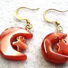 Carnelian Dangle Earrings,  Moon and Star Earrings, Astrological Jewelry