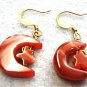 Carnelian Dangle Earrings,  Moon and Star Earrings, Astrological Jewelry