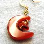 Carnelian Dangle Earrings, Moon and Star Earrings, Astrological Jewelry