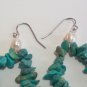 Turquoise Earrings, Natural Turquoise Chip Bead Jewelry, White Pearl Beads