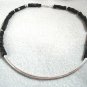 Black Stone Bead Necklace, Silver Tubes Necklace, Men's or Women's Jewelry