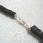 Black Stone Bead Necklace, Silver Tubes Necklace, Men's or Women's Jewelry