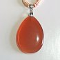 Orange Natural Shell Bead Necklace and Glass Pendant, Red Lip HeIshi Jewelry