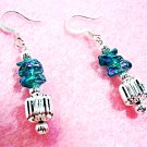 Blue Earrings, Aqua Green Dangle Earrings, Handmade Beaded Earrings