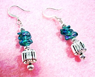 Blue Earrings, Aqua Green Dangle Earrings, Handmade Beaded Earrings