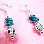 Blue Earrings, Aqua Green Dangle Earrings, Handmade Beaded Earrings