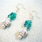 Blue Earrings, Aqua Green Dangle Earrings, Handmade Beaded Earrings