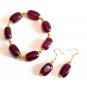 Black Cherry Brown Bracelet and Earrings Set, Chunky Bead Bracelet, Dangle Earri