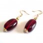 Black Cherry Brown Bracelet and Earrings Set, Chunky Bead Bracelet, Dangle Earri