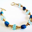 Aquamarine Glass Bead Bracelet, Handmade Statement Bracelet, Blue Bead Bracelet