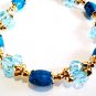 Aquamarine Glass Bead Bracelet, Handmade Statement Bracelet, Blue Bead Bracelet