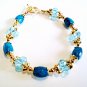 Aquamarine Glass Bead Bracelet, Handmade Statement Bracelet, Blue Bead Bracelet
