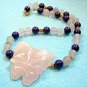 Pink Butterfly Necklace, Rose Quartz Pendant, Purple Stone, Fluorite Gemstone